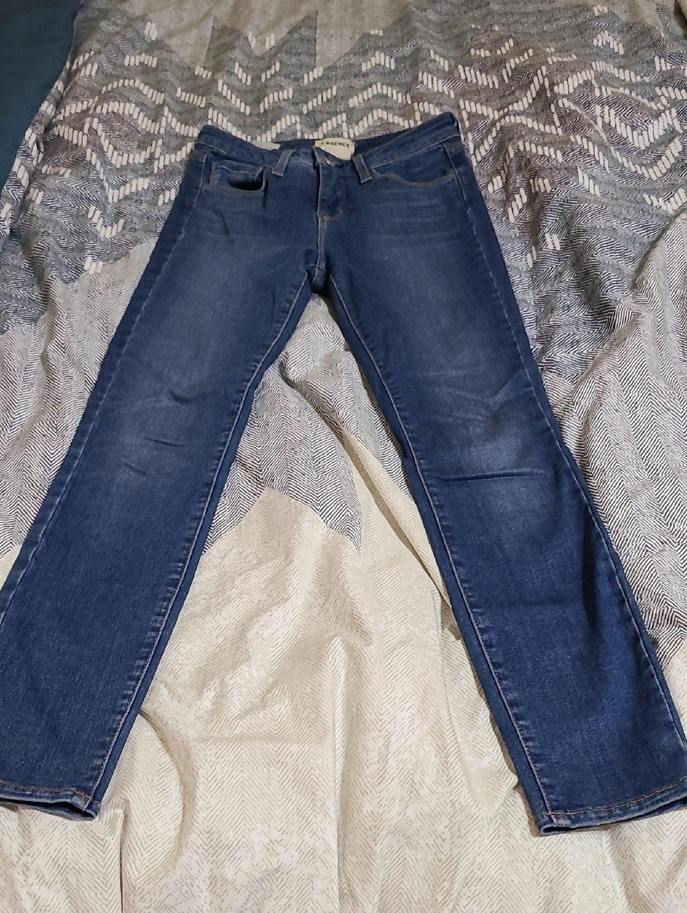 L'AGENCE Dark Blue Straight-Leg Jeans